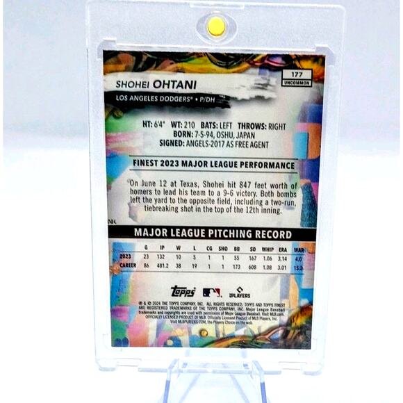 2024 Topps Finest - Uncommon Shohei Ohtani #177 - Picture 4 of 5